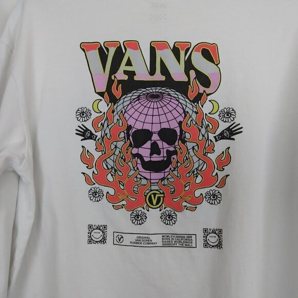 Vans | Worldly Blousant Long Sleeve Graphic Tee Shirt White | Size S - Picture 2 of 10